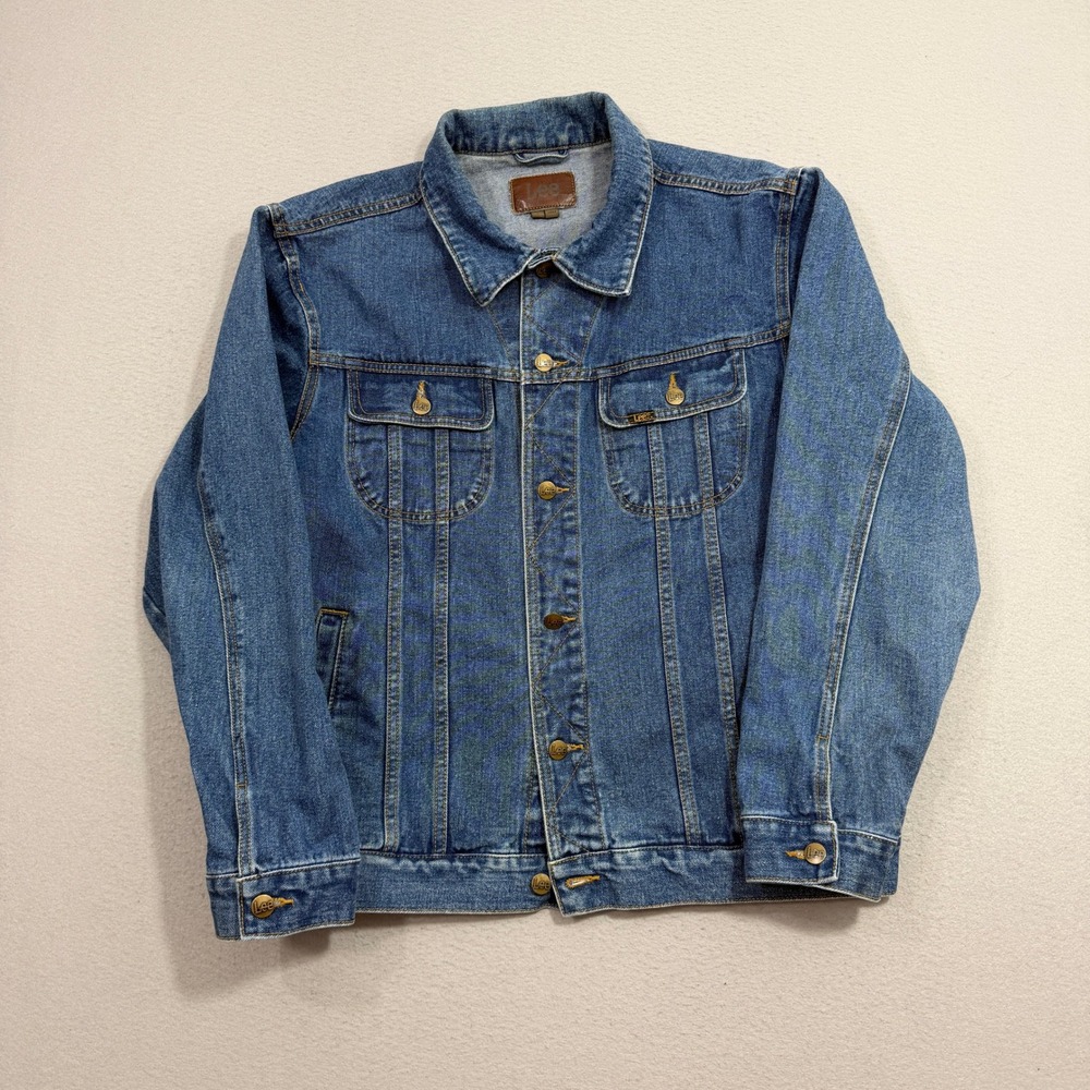 Vintage Lee Denim Jacket Men's Large Blue Trucker Classic Cotton Jean Coat y2k